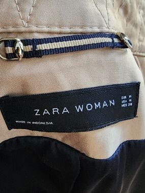 Zara Woman Beige and Navy Trench Coat